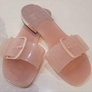 Women’s Blush Pink Jelly Slide Sandals Buckle Detail Size 6